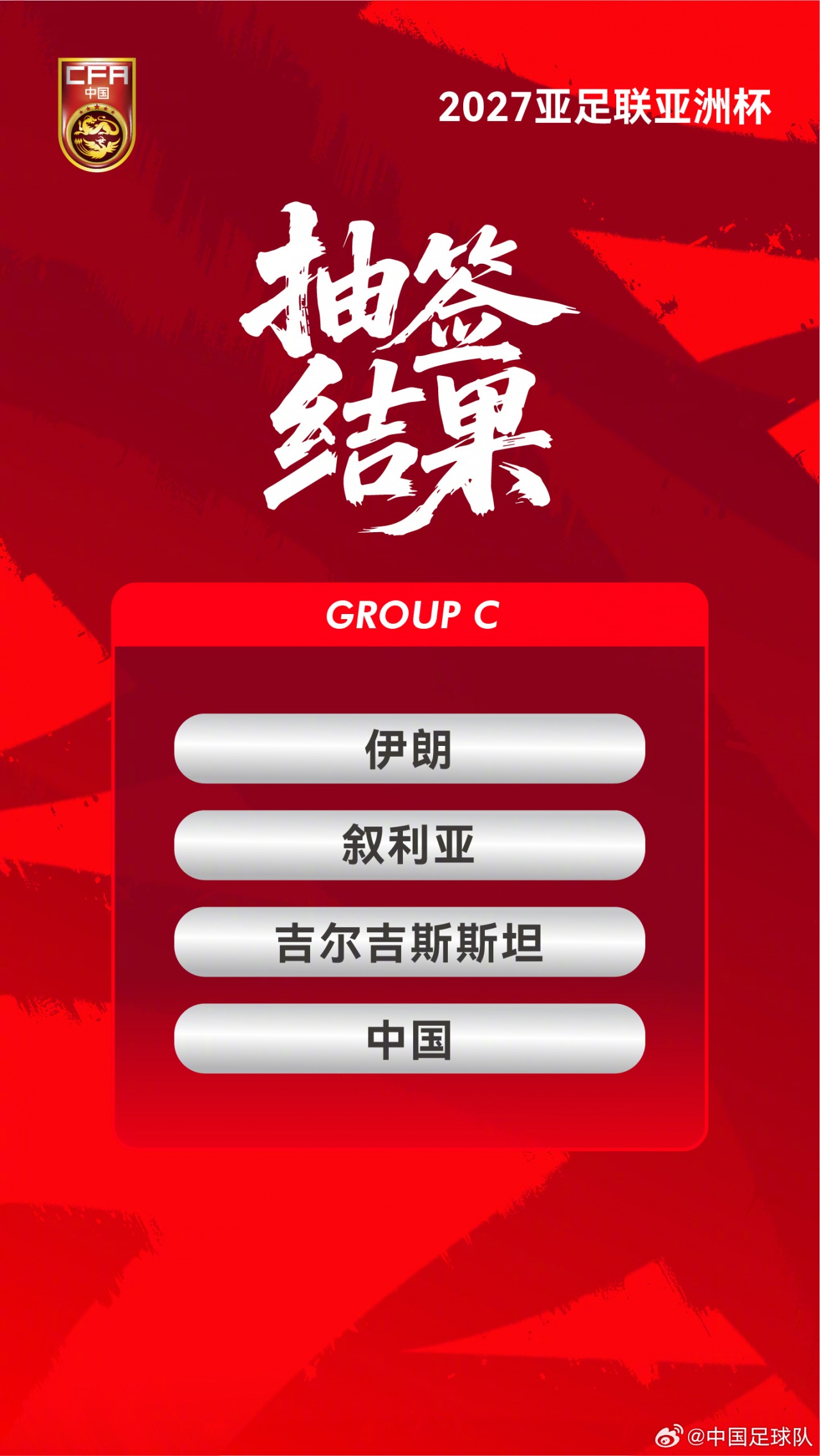 2027亞洲杯抽簽揭曉：國足陷C組死局，首戰(zhàn)伊朗